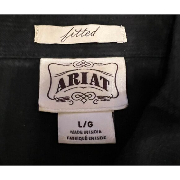 Ariat women's black snap front embroidered shirt, front pockets, fitted Sz Large - Picture 5 of 8